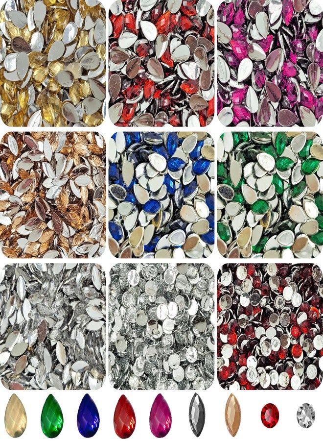 INDIKONB Multicolor Rhinestones Flatback Pastable Kundan Stones Gemstones and Crystals for Art and Crafts, Jewellery Making, Clothes, Embroidery Material DIY kit | Flat Stone - FS02 | - Image 1